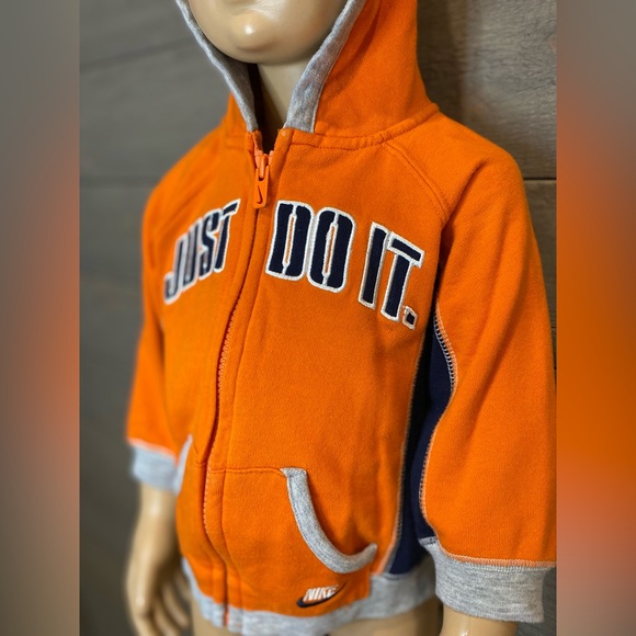 Nike Baby Boys Zip-Up Hoodie Size 18 Months Orange Gray Athletic Jacket - Picture 1 of 9